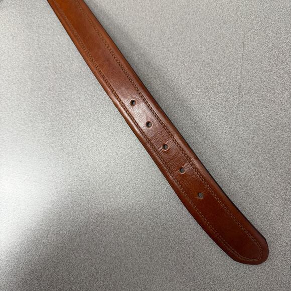 BOSCA Belt Mens Size 36 Brown Leather Dress Silver Buckle Preppy Classic 1 3/8in - Picture 4 of 6